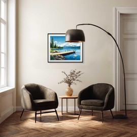 ARNLRDYA Flathead Lake Paint by Numbers for Adult, Wooden Bridge by Lakes Paint by Number Kits, Montana Mountains Forest Landscape DIY Acrylic Painting for Home Decor(20×16inch, No Frame)