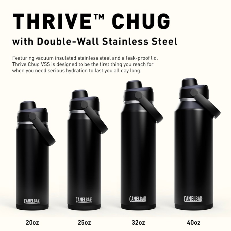 CamelBak Thrive Chug Water Bottle, 750 ml, Insulated Stainless Steel,