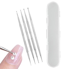 4Pcs Dotting Tools 4 Pcs Dotting Tools,Professional Ball End Nail Art Tools Nail Art Brushes Nail Design Tools, Stailess Steel Dotting Pen Tool Nail Art Brushes Kit Nail Pen(COLOUR:Silver)