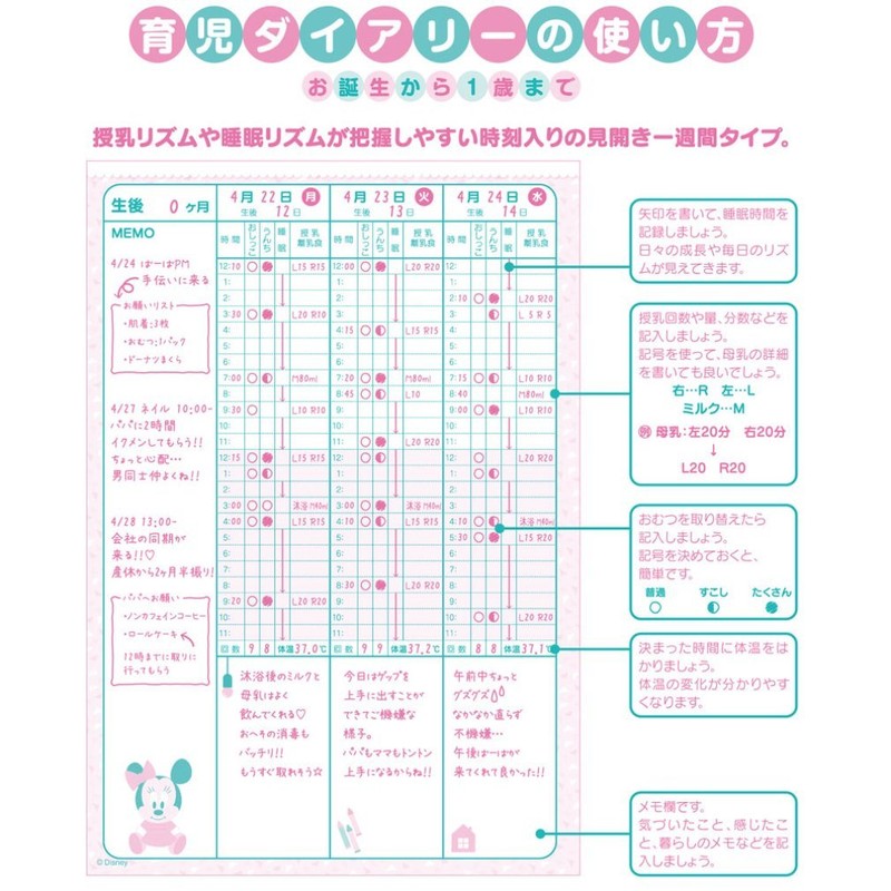 サンスター文具 ディズニー 日記帳 育児ダイアリー ミッキー&ミニー A5 S2070570