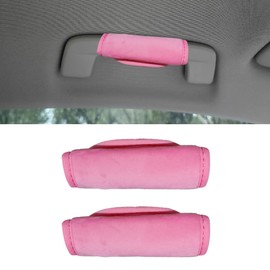 2PCS Car Grab Handle Cover, Soft Plush Car Grip Gloves Auto Inner Door Pull Handle Cover, Anti-Scratch Car Handle Protector Auto Interior Accessories for Most Vehicles (Pink)