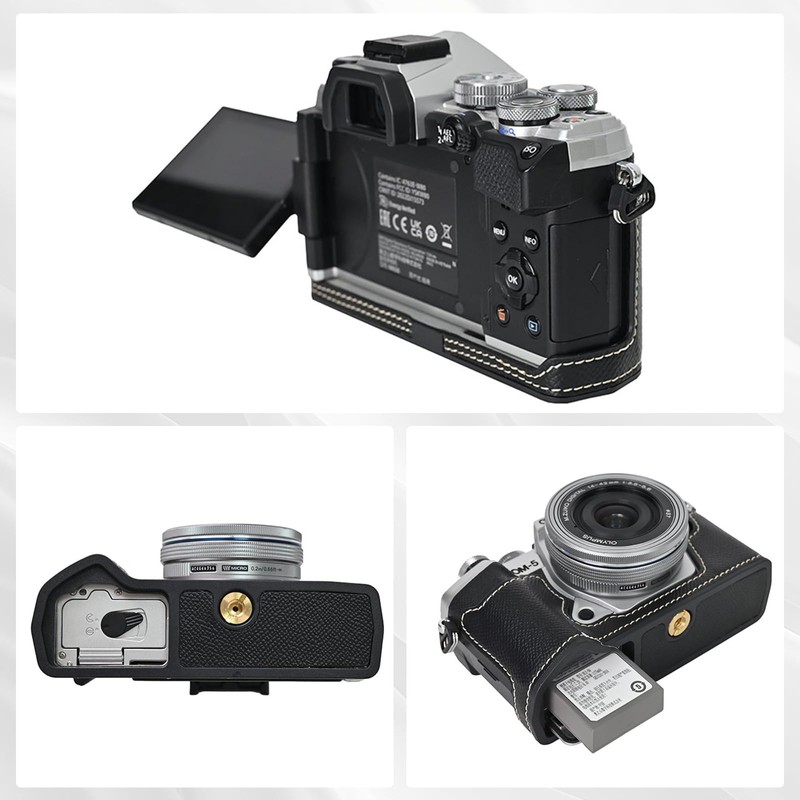 Rieibi PU Leather Half Case for Olympus OM-5/Olympus OM-D E-M5