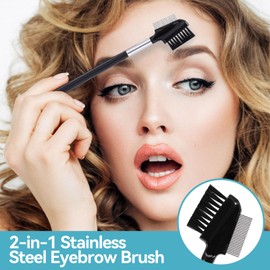 Stainless Steel Eyebrow Comb Portable Small Eyelash Brush for Woman