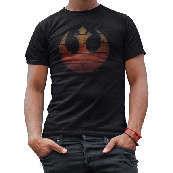 Rebel Alliance Rebellion T-Shirt for Men Adult Merch Graphic Tshirt Men's Tee 3X 3XL XXX-Large Retro Gradient The Last Jedi Luke Skywalker Rey Princess Leia Chewbacca Finn R2D2 BB8 (Black, XXX-Large)