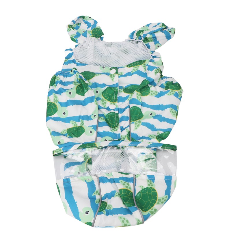 Reflective Puppy Raincoat Sea Turtle Pattern Lightweight Breathable Waterproof Pet