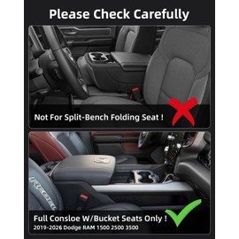 LANGBEAN Center Console Organizer for 5th Gen 2025 2024-2019 Ram 1500 2500 3500(Full Console w/Bucket Seats Only), ABS Storage Box, Middle Console Tray Organizer, Insert Container Pallet-Black