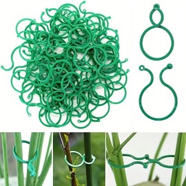 SANHIGHEND Plastic Plant Clips, Make Your Plants Tidy and Beautiful (100, Green (B))