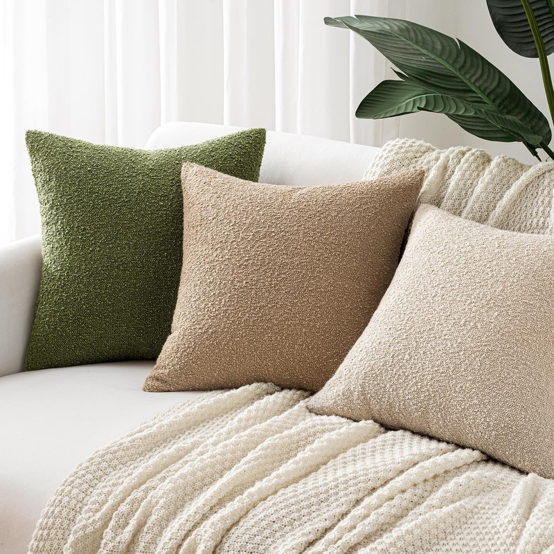 Woaboy Pack of 2 24x24 Inch Decorative Boucle Throw Pillow