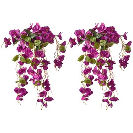 INSUNSIX 2PCS Artificial Plants Outdoor Artificial Hanging Flowers for Spring Summer Decor Fake Silk Hibiscus Flowers Faux Outdoor Plants UV Resistant for Home Porch Yard Patio Balcony (Rose Red)