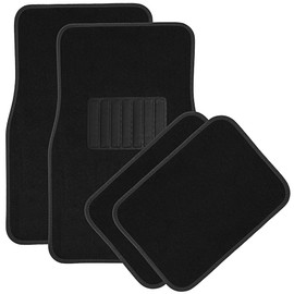 OxGord Luxe Carpet-Floor-Mats Set for Car - Rubber-Lined All-Weather Heavy-Duty Protection for All Vehicles - 4 Piece, Black