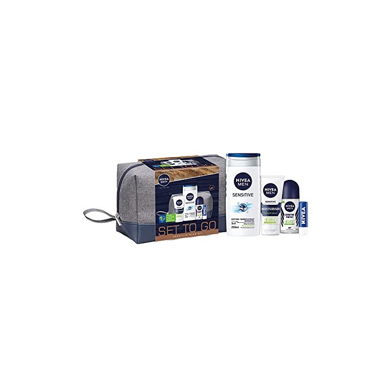 NIVEA MEN Set to Go Sensitive Wash Kit Gift Set
