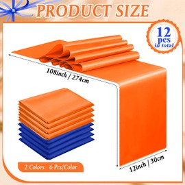 VitalCozy 12 Pcs Graduation Satin Table Runners 12 x 108 Grad Multicolor Long Satin Silk Table Runner Colorful for Wedding Birthday Party Banquet Xmas New Year Decor(Royal Blue, Orange)