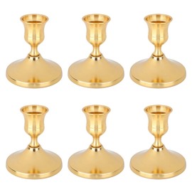 6pcs Brass Gold Taper Candle Holders, Vintage Candlestick Holders Metal Decorative Centerpiece Candle Stand Home Decor for Wedding Dinning Party Christmas Mantel Decorations Gifts