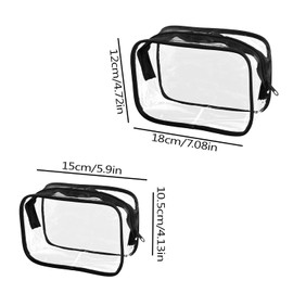 Tabanzhe Clear Travel Toiletries Bag-2 PCS Waterproof Make up Bag with Zippers PVC Cosmetic Pouch Wash Organizer Case Travel Accessories for Men Women Business Bathroom Storage(Black)