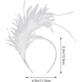 LUYANFX 1920s Feather Headband, Colourful Feather Hair Accessories, Women's Feather Headband, Cosplay Costume Accessories, Carnival Party Headpiece for Easter Day, Wedding Party (White)
