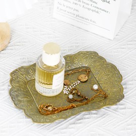 Funerom Vintage 8.7 x 6 inch Jewelry Tray Decorative Tray Galvanized Metal Tray