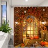 ICTEISOM Fall Shower Curtain, Autumn Pumpkins Maple Leaves Bathroom Curtain,
