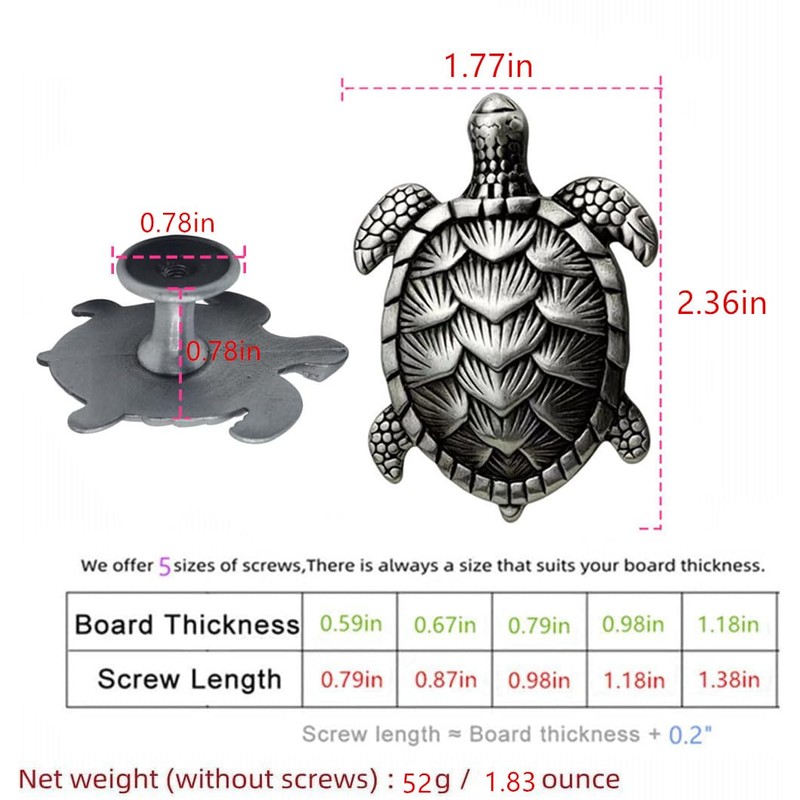 Wannianmu 10 Pack Sea Turtles Shape Metal Dresser Drawer Cabinet
