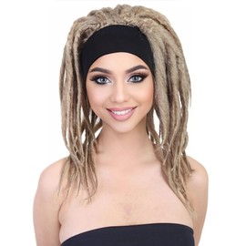 HPO Adult Women's Deluxe Dreadlocks Wig, 21 Inch Dreads Wigs Perfect for Cosplay, Attached Headband- Perfect For Festivals, Boho Events and Parties - Brown