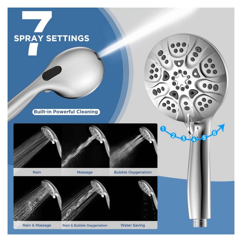 6-Mode High Pressure Handheld Shower Head with Power Wash, HOPOPRO