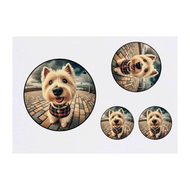 4 x 'Smiling West Highland Terrier' Temporary Tattoos - Water Resistant, Skin-Safe, Non-Toxic Transfers, Mixed Sizes (TO00081878)