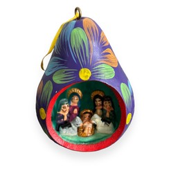 Zoeartcrafts Gourd Christmas Multicolor Tree ornament with Nativity Scene (1ud) (Purple)