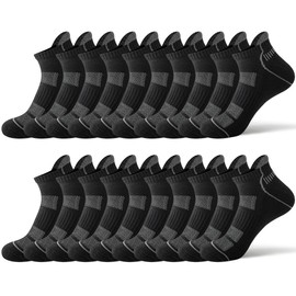 JOYNÉE 10 Pairs Men Ankle Sport Breathable Workout Tab Socks Athletic Running Low Cut Cushion Short Socks,Black,Sock Size:10-13, Black(10 Pairs), Large