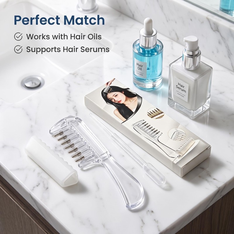 Scalp applicator comb,hair oil applicator、Essential,with Roller Ball