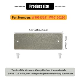 4 Pack W10915651 W10120230 Microwave Waveguide Cover Fit for Whirlpool,Maytag,Sears,Kenmore,Roper 5-3/8 x 1-3/4 in,Built-in Microwave Silicone Bonded mica waveguide Cover Replaces WPW10120230 1448349