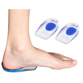 2 Pack - KidSole Shock Absorbing Lightweight Gel Heel Cups for Kid's with Sensitive Heels, Heel Spurs, Plantar Fasciitis, or Ankle Pain (Pink) (Red) (Pink Kids Size 2-6) (Blue Kids Size 2-6)