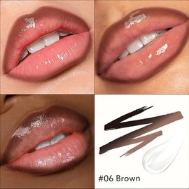 Juego combinado de aceite de labios 2 en 1, tinte de labios marrón de larga duración, tinte labial a prueba de transferencia, acabado mate, brillo lab