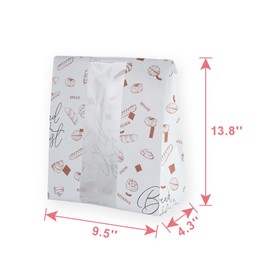 AeKahtay 50 Pack Paper Bread Bags with Front Window, 13.8 x 9.5 x 4.3 Inch Large Paper Bread Bags for Homemade Bread Gift Giving with Stickers