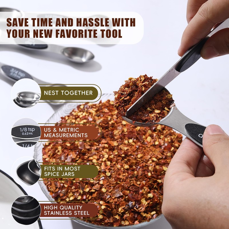 YOPPLND Magnetic Measuring Spoon Set Double sided measuring spoon Kitchen