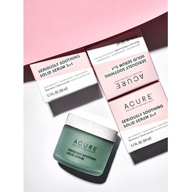 Acure | Suero sólido de tanaceto azul para piel sensible | Usalo 3 en 1: Limpia, desmaquilla e hidrata, 50 ml