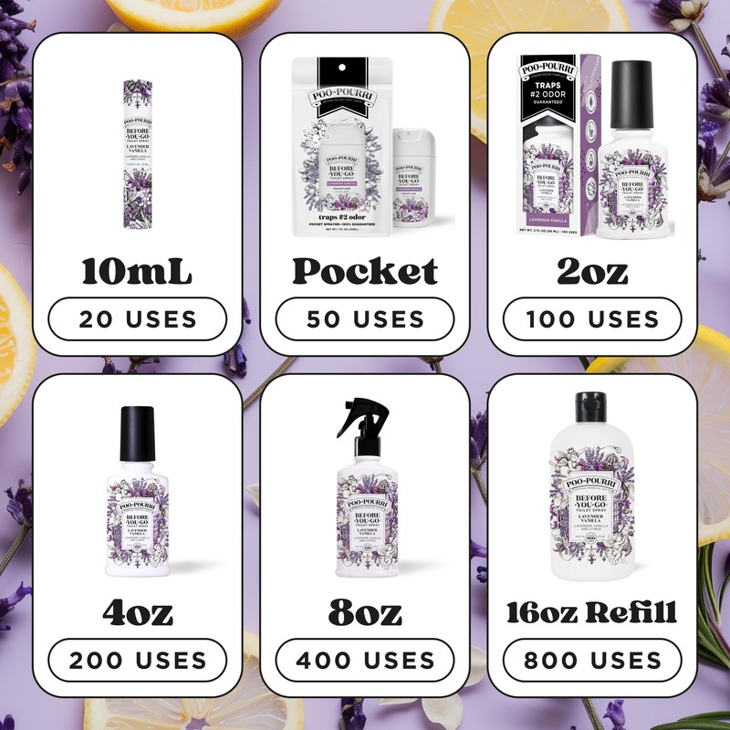 Poo-Pourri Before-You-Go Pocket Toilet Spray, Travel Essentials, Lavender Vanilla, 1