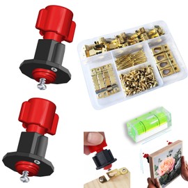 DIKOO Picture Hanging Keyhole Mark Hole and Leveling Kit for Frame Mural Artworks Mounting -Used for Marking Slots Nail Keyhole etc Location Tool with Mini Bubble Level (Yellow-2pcs)