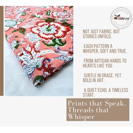 Hand Block Print 100% Cotton Fabric by The Yard PRECUT 1 Yard 42 Inch Width for Dressmaking & Crafting – Cotton Quilting Fabric for Sewing (American Pink Red Floral Print, 3 Yard Pre Cut)