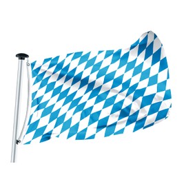 FLAGLY Premium Bavarian Diamond Flag without Crest 100 x 150 cm -115 g/m² Fabric Weight - Printed, Robust and Weather-Resistant Gloss Polyester with Eyelets (100 x 150 cm, Bavarian Diamond oW)