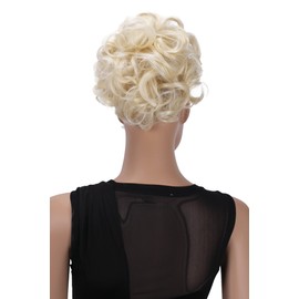 PRETTYSHOP BUN Up Do Hair Piece Hair Ribbon Ponytail Extensions Draw String Scrunchie wavy Platinum blond # 613A HK111