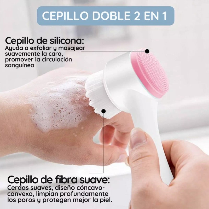 Universo en Linea Cepillo Limpieza Facial Doble Cara Manual Exfoliante