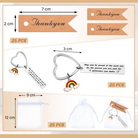 Otuuz 75 Pcs Thank You Gift Employee Appreciation Gifts Thank You Keyring with Organza Bag Thank You Tag Proud of You Gifts Leaving Gifts for Colleagues Worker Teacher Counselor Doctor Nurse Present