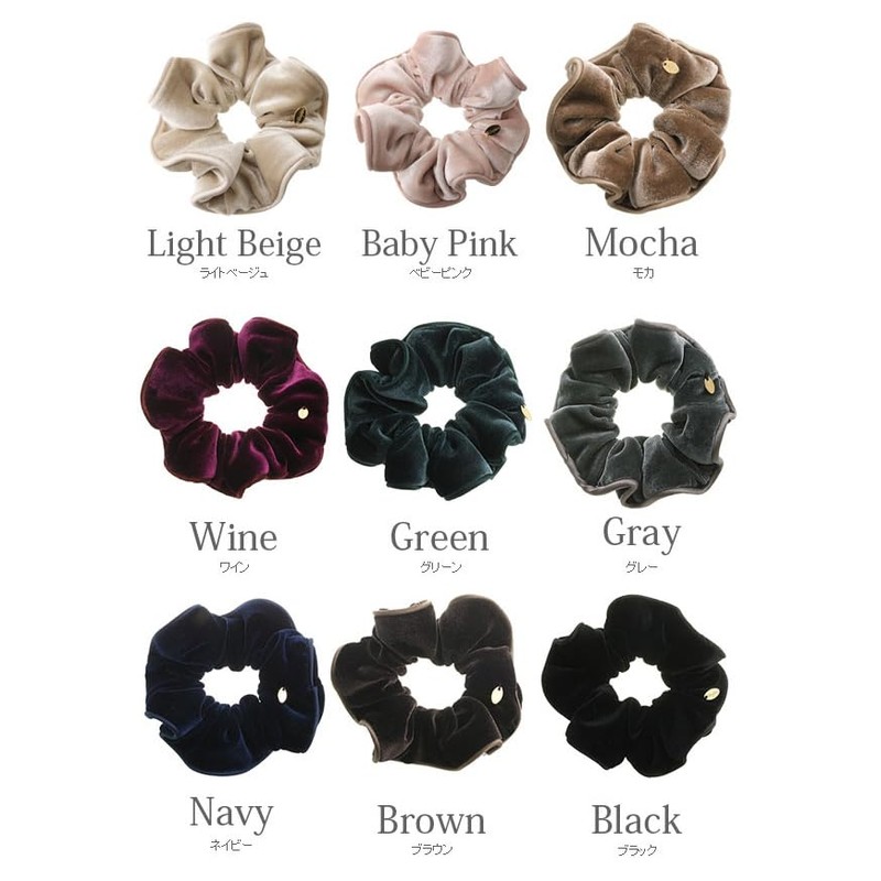 Vingtaine VINGTAINE Color Velour Scrunchie Hair Elastic, Simple Hair Accessory,