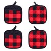 BangBoom 4 Pieces Checked Pot Holders Set, Heat Resistant Oven