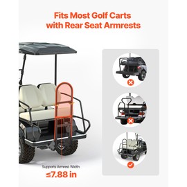 VEVOR Golf Cart Bag Holder, Compatible with Yamaha, EZGO, Club Car Rear Seat Grab Bar, Most Golf Carts, Space-Saving Carbon Steel Bag Holder Bracket, No-Drilling Installation, Black