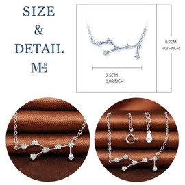 MicLee Women's 925 Sterling Silver Cubic Zirconia Necklace 12 Constellations Zodiac Sign Pendant Silver Chain with Gift Bag Super Gift for Couples Mother Daughter, Silver, Cubic Zirconia