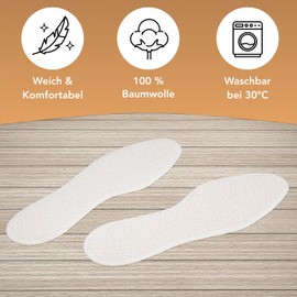 Berckland Barefoot Soles, Pack of 3, Insoles for Summer Shoes, 100% Cotton, Washable, Made in Germany, Latex Cushioning, set of 3