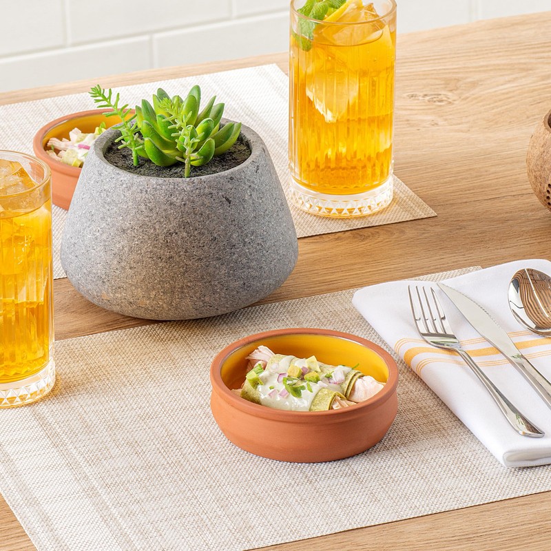 Restaurantware-Terra Tek 8.5 Ounce Terracotta Cazuelas, 10 Yellow Glazed Clay