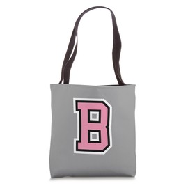 Monogram Pink Black White College Initial B Tote Bag