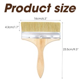 6.3 In Paddle Paint Brushes for Acrylic Painting, Giant Wide Soft Bristle, Stiff Thick Large Big Block Chip Pen for Wood Fence Drawing Staining Oil Limewash Deck Wallpaper Paste Walls Outdoor House, N