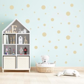 Assorted Color Polka Dot Vinyl Decals – 180pcs Assorted Size Wall Stickers for Room Decoration by Bugybagy (Beige)